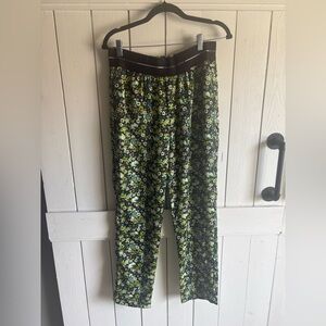 Scotch & Soda Black Floral Lounge Pants with Green Accents